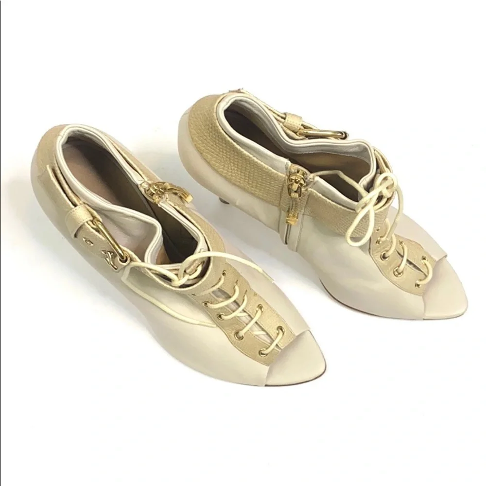 Devi Kroell Nude Peep Toe Booties Size 39.5